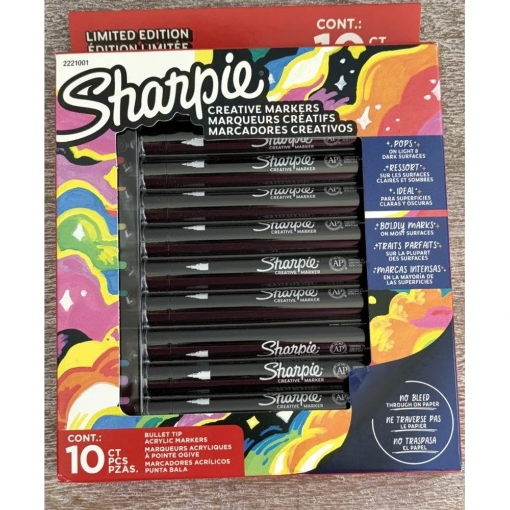 New Sharpie Creative Markers Bullet Tip Acrylic Markers 10 Count Limited Edition